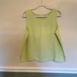 Lime Green Sleeveless Linen Crop Top Size Medium